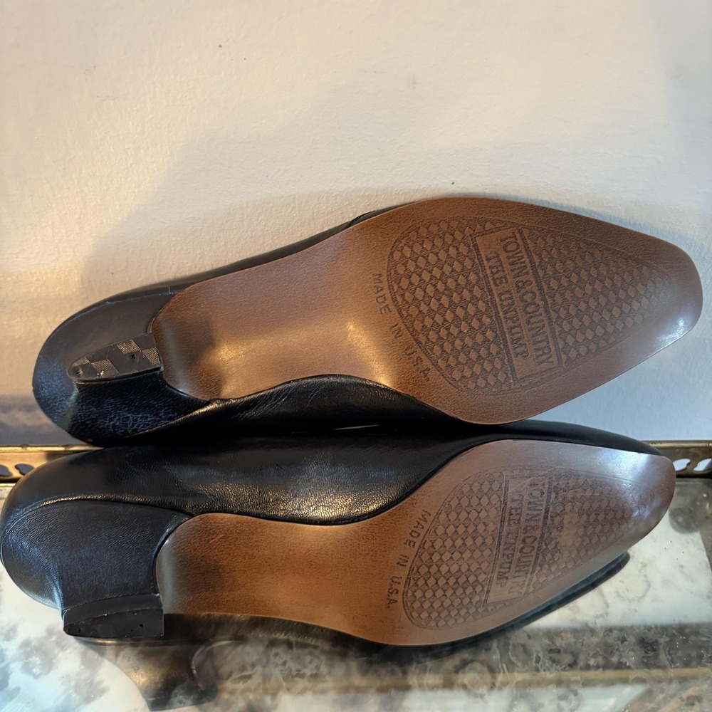 Vintage Town & Country Shoes Womens Size 6.5 Leather Unpump Comfort Heels USA 80 - Picture 10 of 11